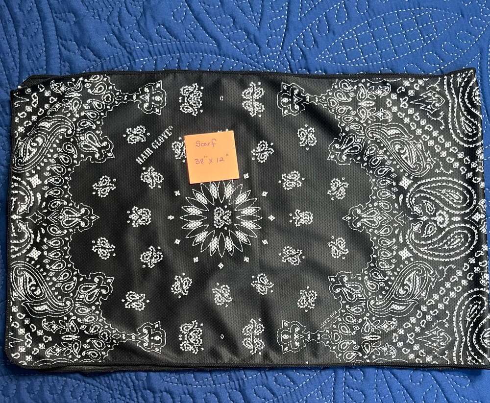 Scarf-Black White Paisley